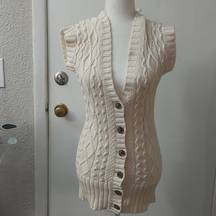 Aerie Cableknit Cream Sweater Vest Size XS