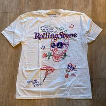 The Rolling Stones Skull Rose doodle sketch music band t oversized unisex t shirt Size S/M NEW