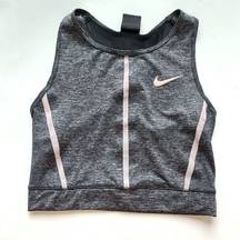 Nike  pro womens high neck gray pink crop top mesh back size xs