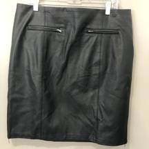 Basso Size 14 Black Faux Leather Pencil Skirt