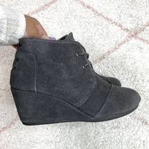 Toms  Dark Gray Suede Desert Wedge Bootie Women’s 7