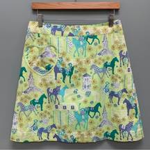 Lilly Pulitzer Vintage  Equestrian Print A Line Mini Skirt 8