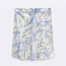 ZARA tie-dye mini satin skirt lilac / light purple & ivory color