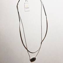 Kendra Scott Elisa Herringbone Silvery Multi Strand Necklace in Platinum Drusy