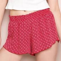 Brandy Melville John Galt One Size Soft Flowy Shorts Red Floral