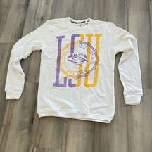 LSU Tigers Louisiana State University Crewneck Sweater Sweatshirt white purple