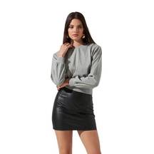 NWT ASTR The Label Volume Padded Shoulder Pullover Sweatshirt in Heather Grey