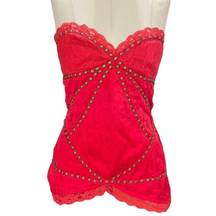 Red Silk studded corset bustier Size SMALL by MARCIANO