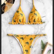 Zaful  yellow palm tree bikini set