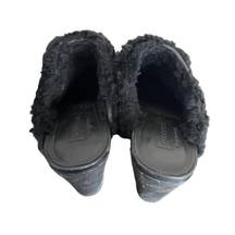 Hunter Bruson Shearling Lined Black Leather Clogs Heels Mules Size 8