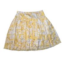 Oscar by Oscar de la Renta yellow & white print pleated  midi skirt size 16