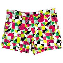 Crown & Ivy Crown Ivy Size 12 Shorts Green Pink Geometric Print Cotton Stretch Womens 764