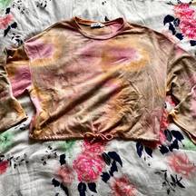 Seriously Soft Love J Tie-Dye Cropped Draw String Sweat Shirt Women's Size Large