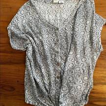 Artisan NY 100% Linen Button Up Blouse 1X Plus Size