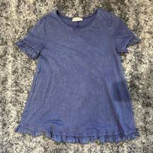 Altar'd State  Acid Wash Blue Flowy Shirt with Ruffles