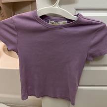 Maeve by Anthropologie lilac short sleeve crop tee