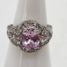 Ross Simons Sterling Silver, Pink Sapphire, & CZ Ring (6)