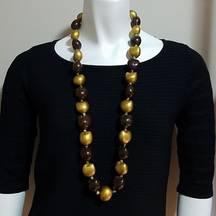 Brown & Gold Kukui Nut Lei Necklace