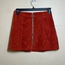 Rustic color Womens Juniors (XL) Corduroy Zip Front Mini Skirt