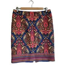 PAISLEY Cotton Lined Colorful   Print Pencil Skirt