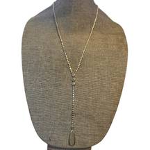 Silver Smokey Stone Y Necklace