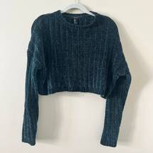 Forever 21  Chunky Dark Green Cropped Sweater