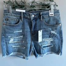 Brand new!  Denim Patch Side Slit Cutoff Shorts