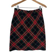 Women’s Plaid Skirt Red Green Striped Stretch Knit Zip Up Size S