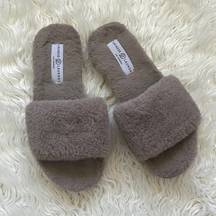 Chinese Laundry Taupe Rally Fur Slide