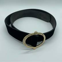 Black and Gold Buckle Genuine Leather Belt