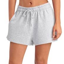 New Halston Studio Drawstring Waist Sweat Shorts Heather Gray