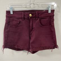 American Eagle  Maroon Women's Super Stretch Mini Denim Jean Shorts