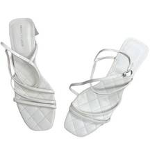 Marc Fisher  Women's 11 Hamora Strappy Quilted Heeled Sandal Shoes Ivory Square