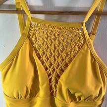 Hi Neck Tankini Gleam Queen NWT Yellow size Small