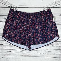 Old Navy  NWT 3X Navy Blue - Pink Floral Reflective Trim Pull-On Athletic Shorts