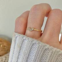 Vintage “Elsie” Gold Promise Ring Heart Reversible Dainty Petite Simple Elegant