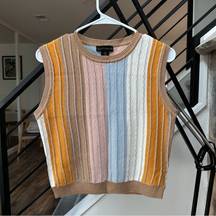 House of Harlow 1960 Multi Color Shimmer Sweater Vest Top Size M