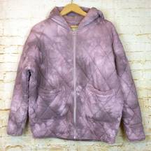 Urban Outfitters  Jacket Women XS Oversize Tie Dye Freja Quilted Hood Zip Grunge