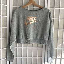 Nike Air rally Metallic Grey/Rose Gold crew neck sweatshirt small zip cropped