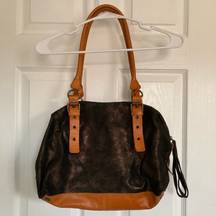 Anthropologie leather overnight bag