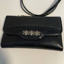 black leather wallet / crossbody