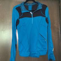 Zella  black and blue cutout quarter zip athletic top womens medium