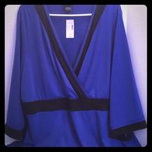 Lane Bryant  NWT Royal BLUE Black TOP Empire 24