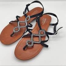 Arizona Jeans  Company Womens Bedazzled Strappy Ankle Sandals Sz 8