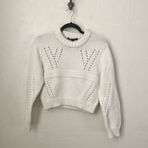 Tibi crew neck cropped cream sweater▪️size S