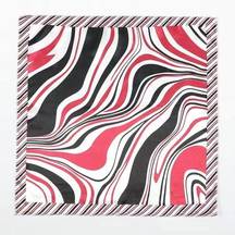 Vintage Wavy Stripe Print Scarf Satin Headscarf Silky Bandana Red Black White