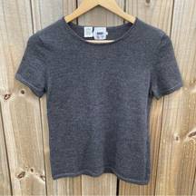 💜 DKNY Dark gray Wool Short Sleeve Crew neck Fitted Woman’s T-Shirt