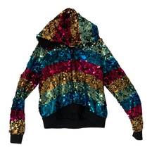 PINK - Victoria's Secret Pink Womens Large victorias secret all over sequin rainbow zip up sweatshirt jac