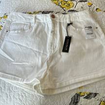 Hi-Rise white cotton shorts