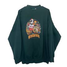 Vintage  Green Santa Paws Workshop Printed Graphic Sweater 2X Crewneck